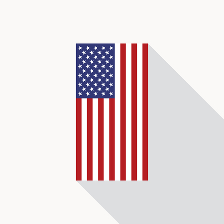 USA national flag vector flat icon. Vector icon of American flag in flat style with long shadow. Flat icon with star-spangled banner. Vector illustration in EPS8 format.のイラスト素材
