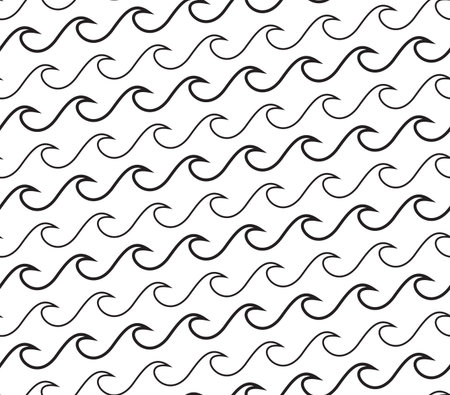 Abstract waves seamless pattern. Repeating texture with black wavy lines on white background.のイラスト素材