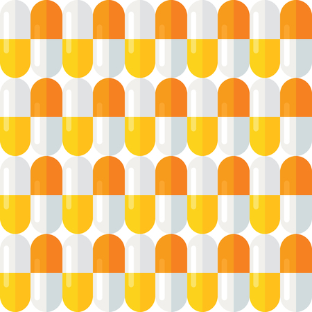 Medical pills seamless pattern. Stylized medication tablets texture. Pharmacology continuous wrapping background.のイラスト素材
