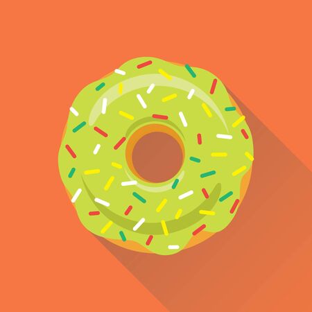 Donut in Glaze Vector Flat Style Iconのイラスト素材