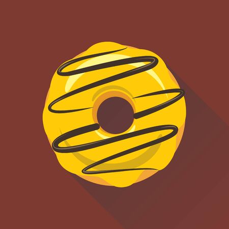 Donut in Glaze Vector Flat Style Iconのイラスト素材
