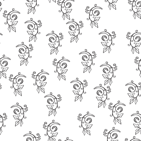 Floral seamless pattern. Sketchy hand drawn branches randomly placed on white background. Can be used for textile, wallpapers, wrapping design. Easy changeable colors. EPS8 vector illustration.のイラスト素材
