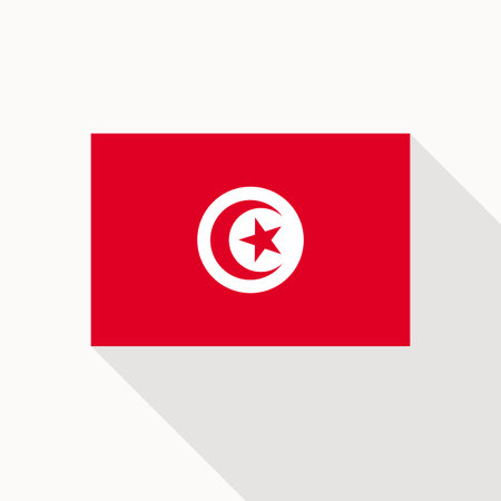 Flag of Tunisia. Vector flat icon eps8 illustration.のイラスト素材