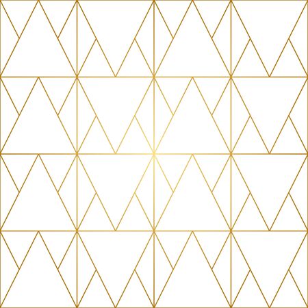 Seamless geometric pattern with golden lines on white background. Endless texture of rhombus and nodes.のイラスト素材