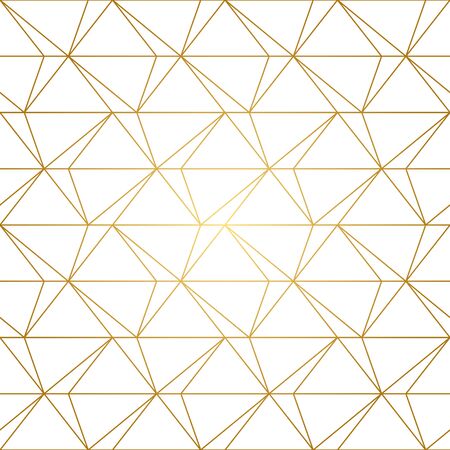 Seamless geometric pattern with golden lines on white background. Endless texture of rhombus and nodes.のイラスト素材