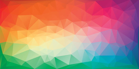 Polygonal triangular background in bright rainbow colors. Colorful banner template. Multicolor...