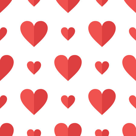 Red hearts seamless pattern. Abstract geometric wrapping texture. Packaging design in flat style....