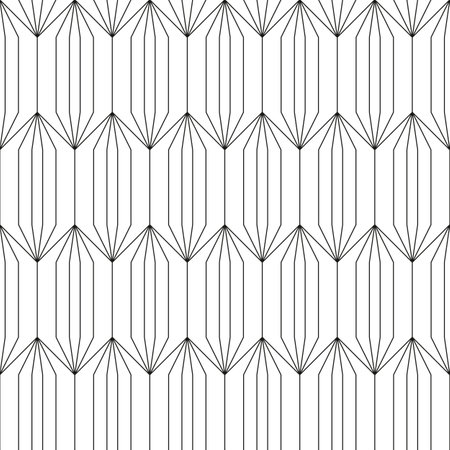 Geometric seamless pattern in outline style. Luxury texture with hexagons and hexagonal figures. Abstract diamond shapes wrapping background. Intersecting lines on white. EPS8 vector illustration.のイラスト素材