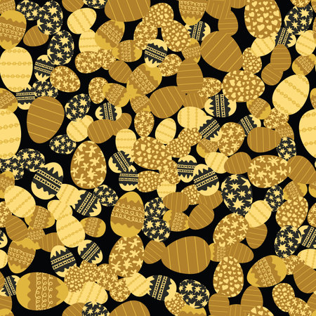 Easter eggs decorative seamless pattern in golden colors. Vector eps8 illustration.のイラスト素材