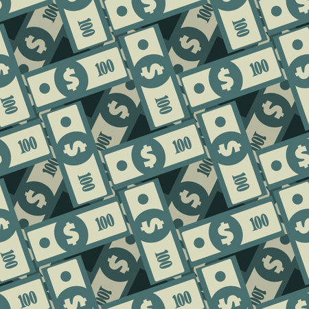 Dollar banknote seamless pattern. Wrapping background with repeating USA currency symbols. American bucks abstract texture. Greenback stylized vector eps8 illustration.のイラスト素材