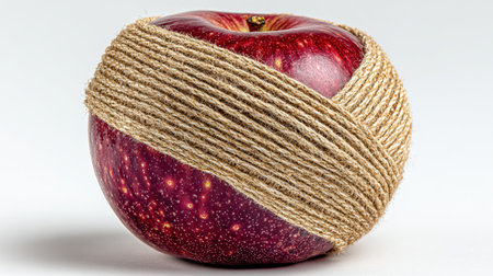 red apple with plaster tape or with bondage on a white backgroundの素材
