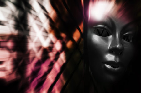 Trapped - Mask behind Steel Fenceの写真素材