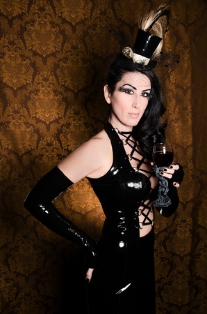Sexy Retro Cabaret - Glamorous Vixen with Gothic Glassの写真素材