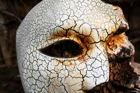 Phantom of the Opera Mask on Old Stoneの写真素材