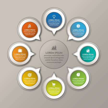 Infographic elements. Modern template for business and marketing design. Can be used for work flow layout diagram, 8 business step optionsのイラスト素材