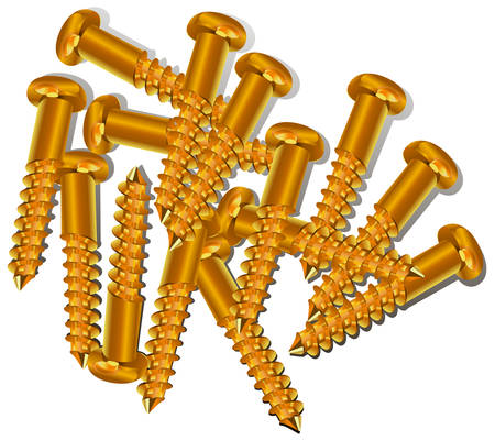 Set of new yellow screws for construction, an engineering illustrationのイラスト素材