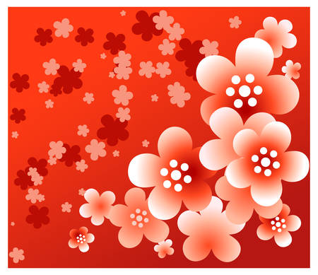 Red flower background with beautiful patterns for card or other design, an illustrationのイラスト素材