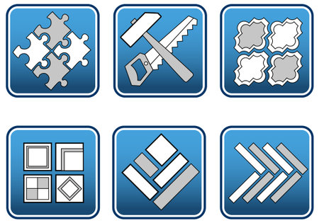 Mosaic from different kinds of building materials and tools, vector illustrationのイラスト素材