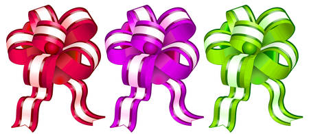 Different color bows on white background, gift tape, isolated object, vector illustrationのイラスト素材