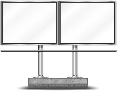 View of two blank highway billboard for advertising, construction, illustrationのイラスト素材