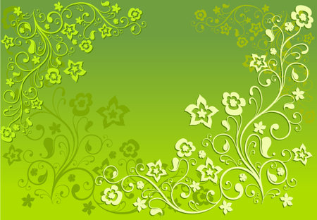 Green background with beautiful patterns for card or other design, an illustrationのイラスト素材