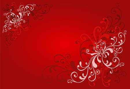 White patterns curls on red, background, template, vector illustrationのイラスト素材