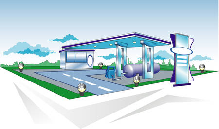 Model of filling station for cars, templates, vector illustrationのイラスト素材