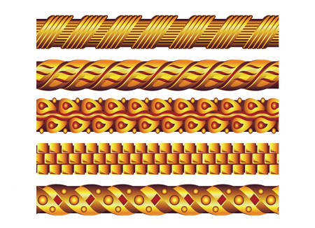 Golden necklace and bracelet isolated on the white background, vector illustrationのイラスト素材