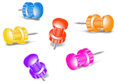 Stationery, six buttons of different color, vector illustration のイラスト素材