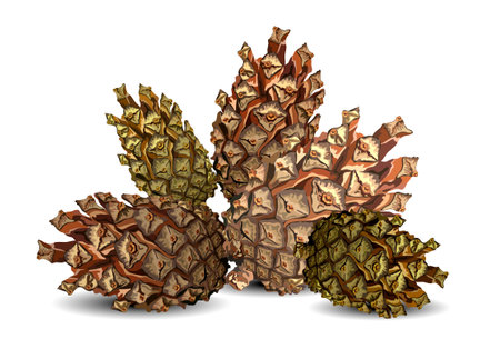 Hill of pine cones isolated on white background, vector illustrationのイラスト素材