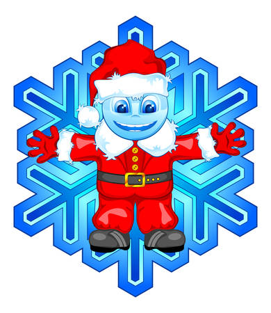Vector smiling Santa on blue snowflake background, illustrationのイラスト素材