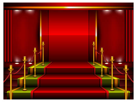 Red carpet and pedestal for rewarding ceremony, vector illustrationのイラスト素材
