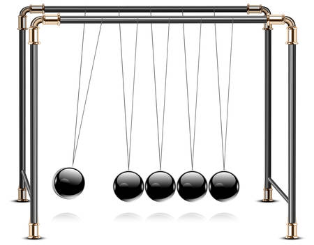 Pendulum, balancing balls Newton's cradle in action over のイラスト素材