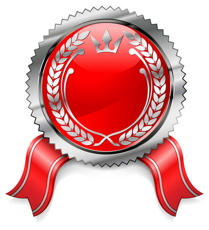 Red certificate with ribbon on white background, illustrationのイラスト素材