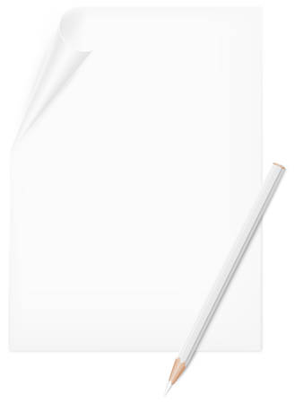 White pencil end curled paper pageのイラスト素材