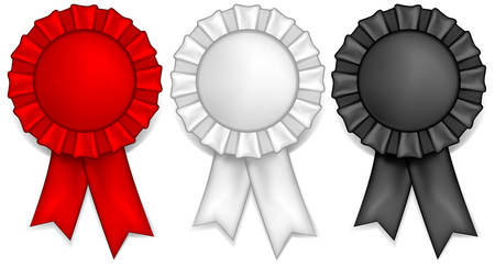 Three award ribbons: white, black and red,  illustrationのイラスト素材