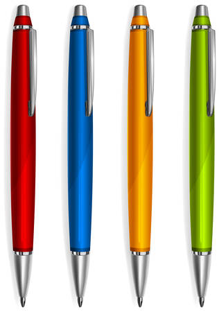 Multi-coloured ball pens isolated on white background.のイラスト素材