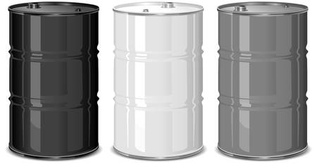 Three metal barrels on white background, vector illustration  のイラスト素材