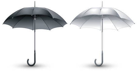 Open black &amp, white umbrellas isolated on white backgroundのイラスト素材