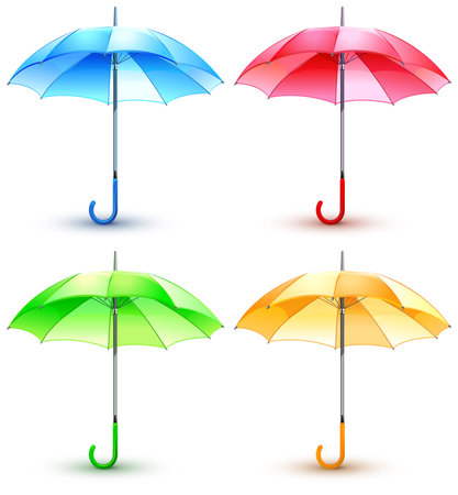 Open color umbrellas isolated on white background,のイラスト素材