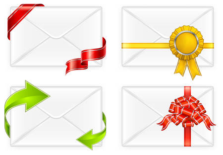 Letter envelopes with bow, ribbon and arrow, vector illustration のイラスト素材