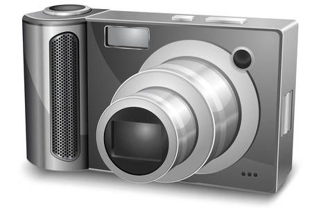 Digital silver camera isolated on white background, illustration のイラスト素材