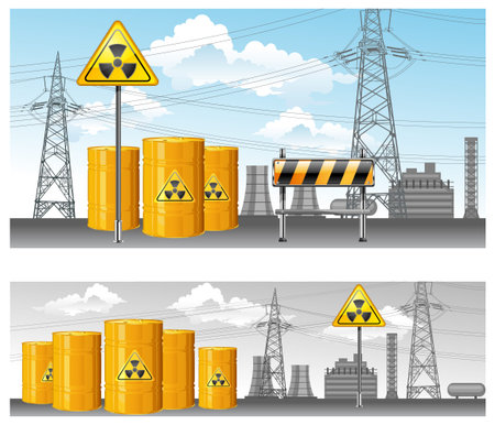 nuclear territory, radioactive waste, pollution environment, のイラスト素材