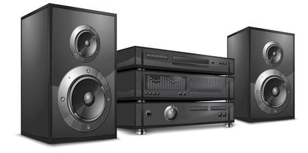 Audio system, hi-fi music center on white, vector illustration のイラスト素材