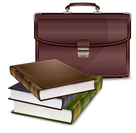 school accessory, book and briefcase on white background vector illustrationのイラスト素材