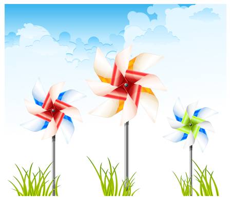 Three color pinwheel toysのイラスト素材