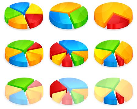 Color circular diagrams with different size pieces.のイラスト素材