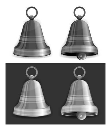 Christmas bells in gray isolated on background, vector illustration のイラスト素材