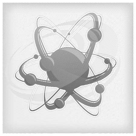 Central nucleus surrounded by electrons in grey strip, vector illustrationのイラスト素材