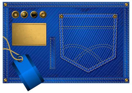 Jeans accessories, pocket and buttons on denimのイラスト素材